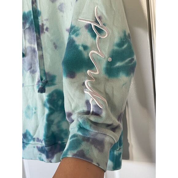 Victoria's Secret Pink Fleece Pullover Sweatshirt Hoodie Tie Dye Medium - Picture 6 of 7